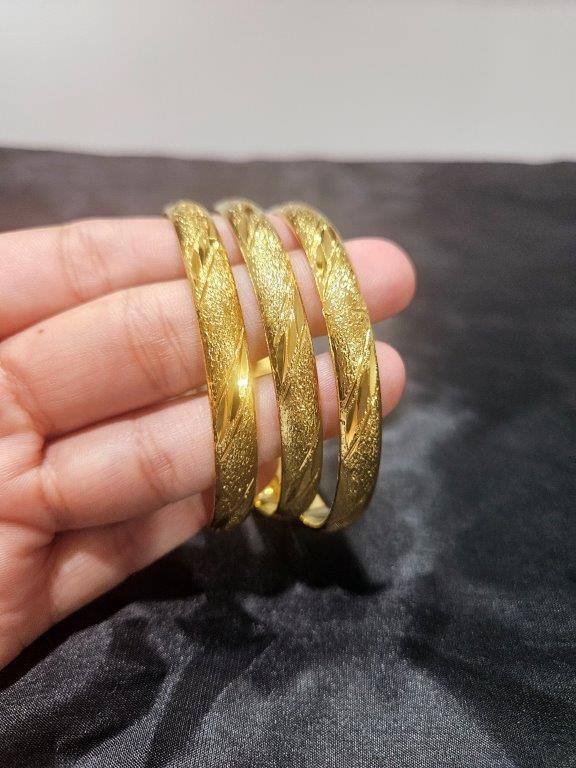 6pcs x 22KGold-filled/ITALY Triple Yellow Gold Plated  Bangles  with stamps