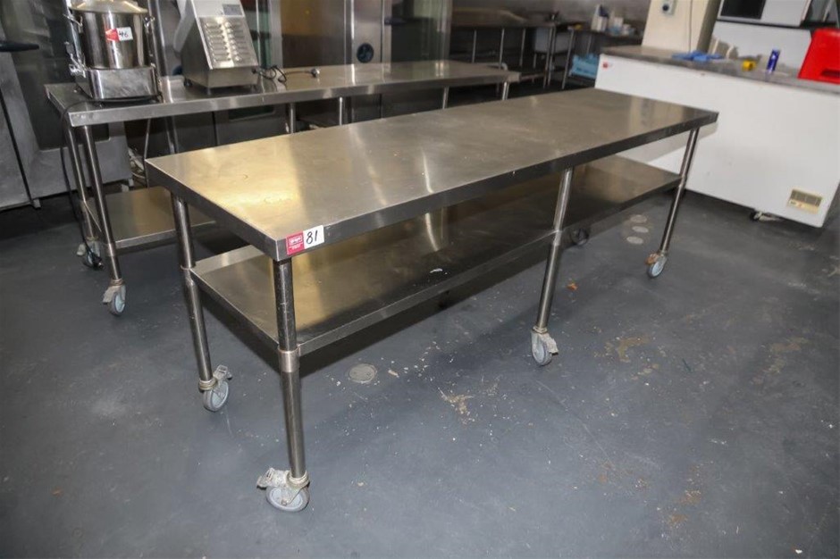 Mobile Stainless Steel Prep Bench with Under Shelf