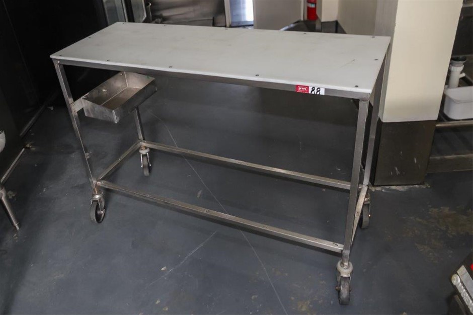Mobile Stainless Steel Bench with Under Shelf & Nylon Prep Top