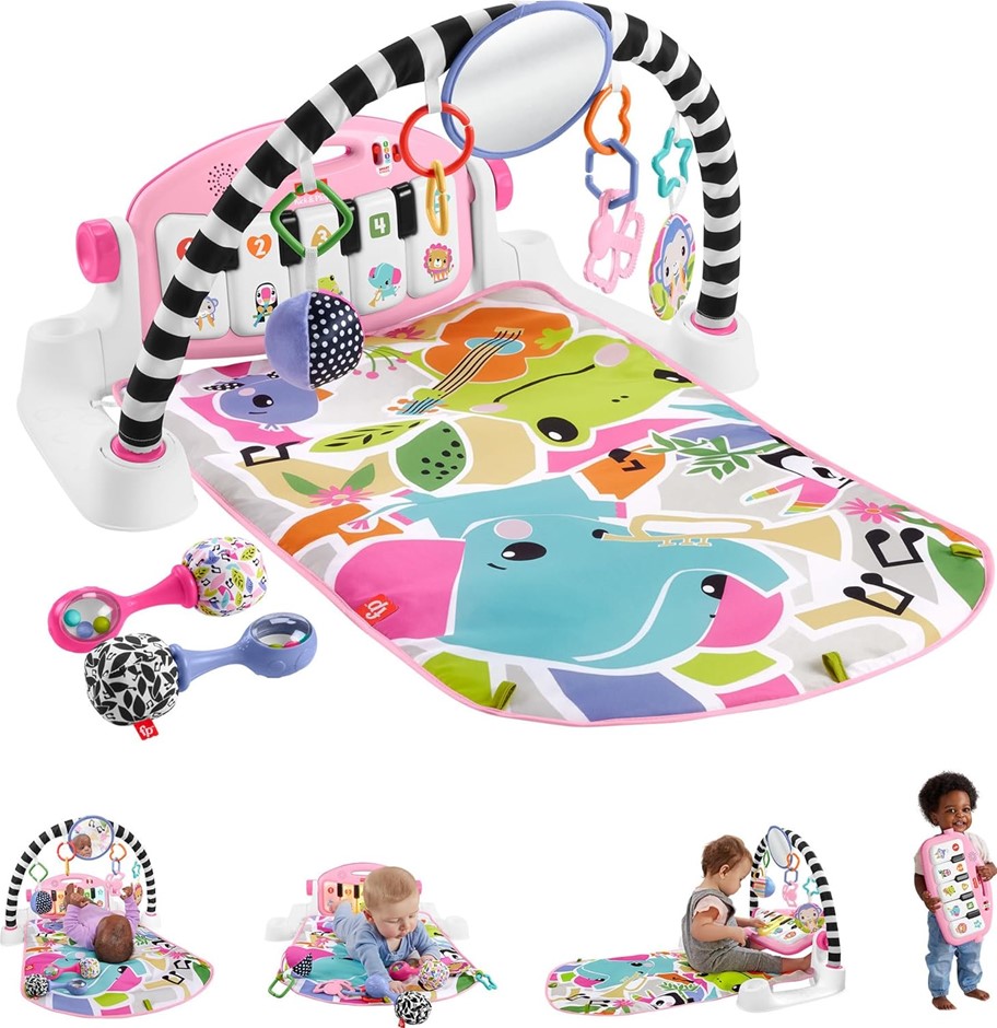 FISHER-PRICE Baby Musical Toy Set Glow and Grow Kick & Play Piano Gym Pink