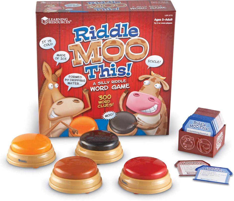 LEARNING RESOURCES Riddle Moo This Fun Card Vocabulary-Building Word Games,