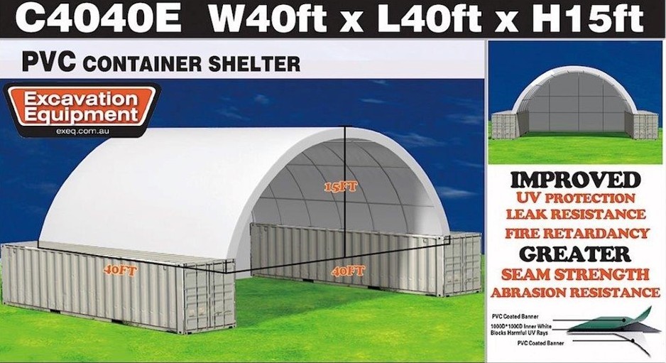 Heavy duty 40ft Container Shelter with Endwall (Unused)