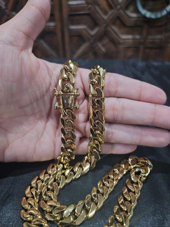18k Italy Stamped Yellow Gold Filled Cuban Chain-Quality Guarantee-70cm12mm