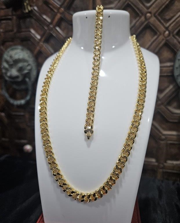 22KGold-filled/Italy Stamped Set Yellow Gold Filled Chain & Bracelet -48CM