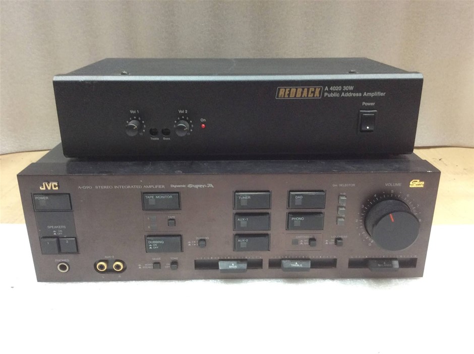 Redback 30W Public Address Amplifier + JVC A-G90 Stereo Amplifier