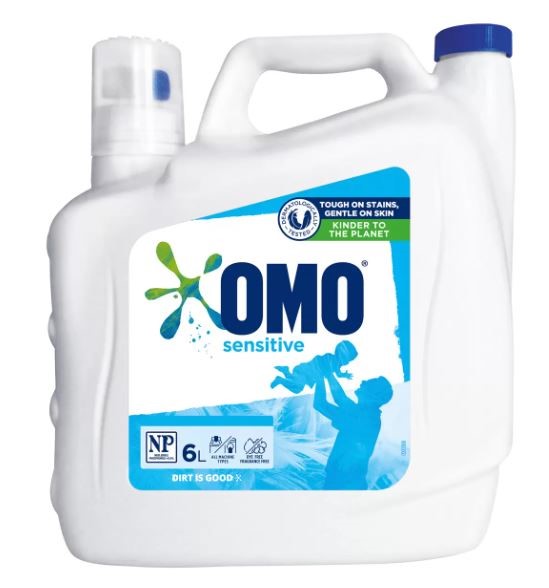 OMO Sensitive Laundry Liquid Detergent Front & Top Loader, 6L. N.B: Missing
