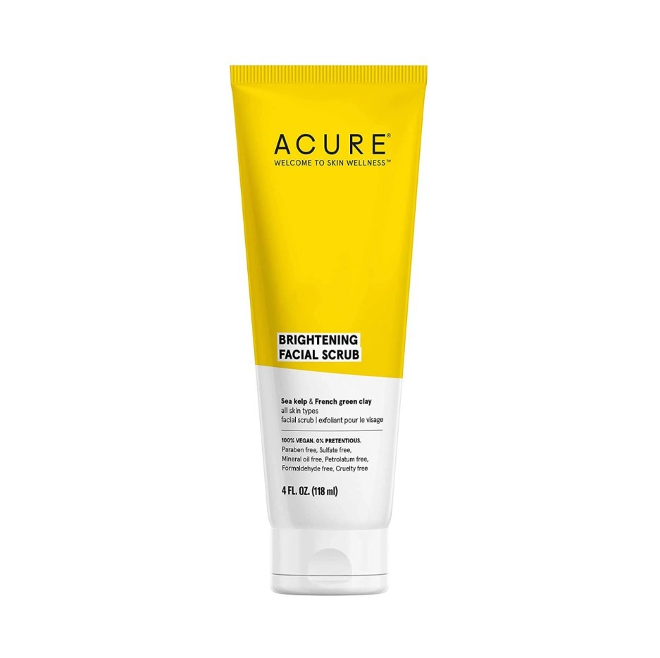 3 x ACURE Brightening Facial Scrub, 118ml. N.B: Damaged packaging.