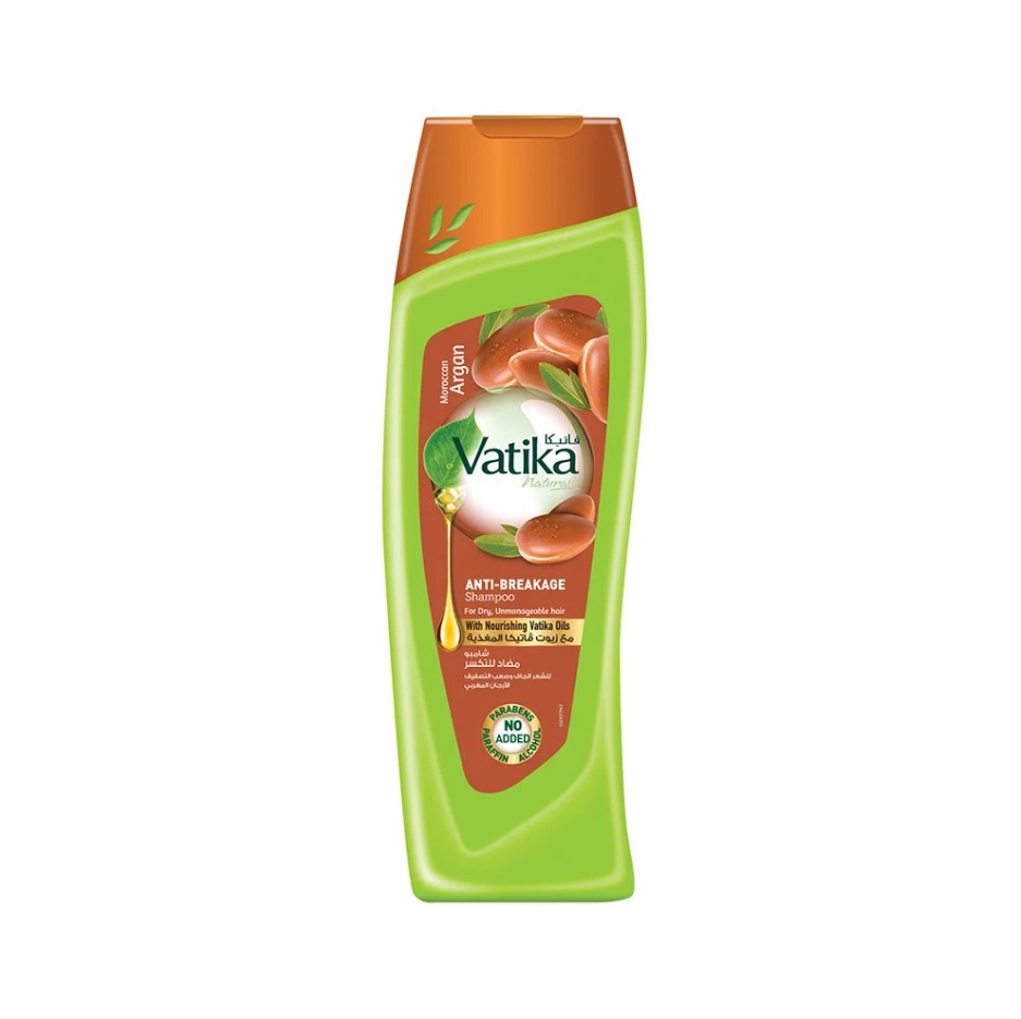 3 x VATIKA Naturals Moroccan Argan Anti-Breakage Shampoo, 400ml.
