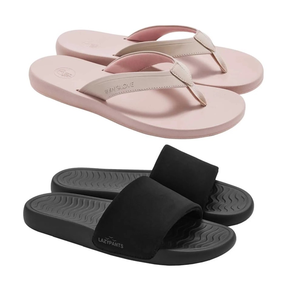 2 Pairs x Women's Shoes, Size US11, Incl: LAZYPANTS & BODY GLOVE, Black & P