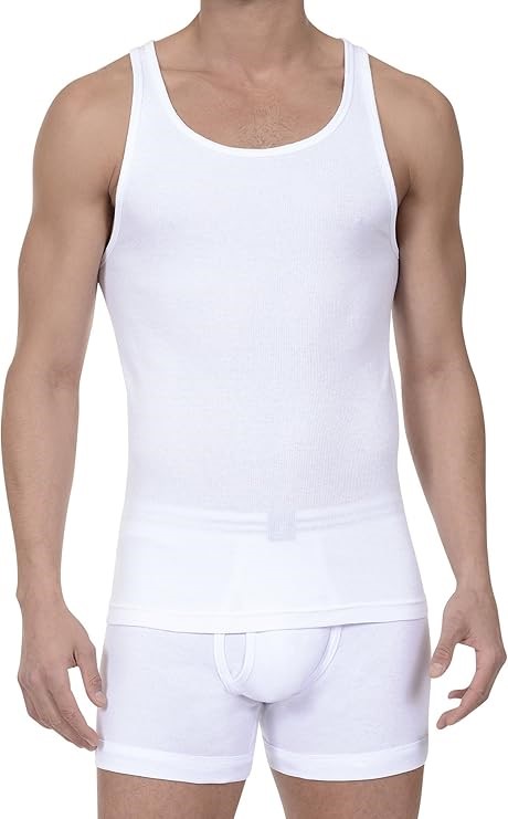 4 x NAUTICA Men's Singlets, Size L, 100% Cotton, White & Black, 222595.