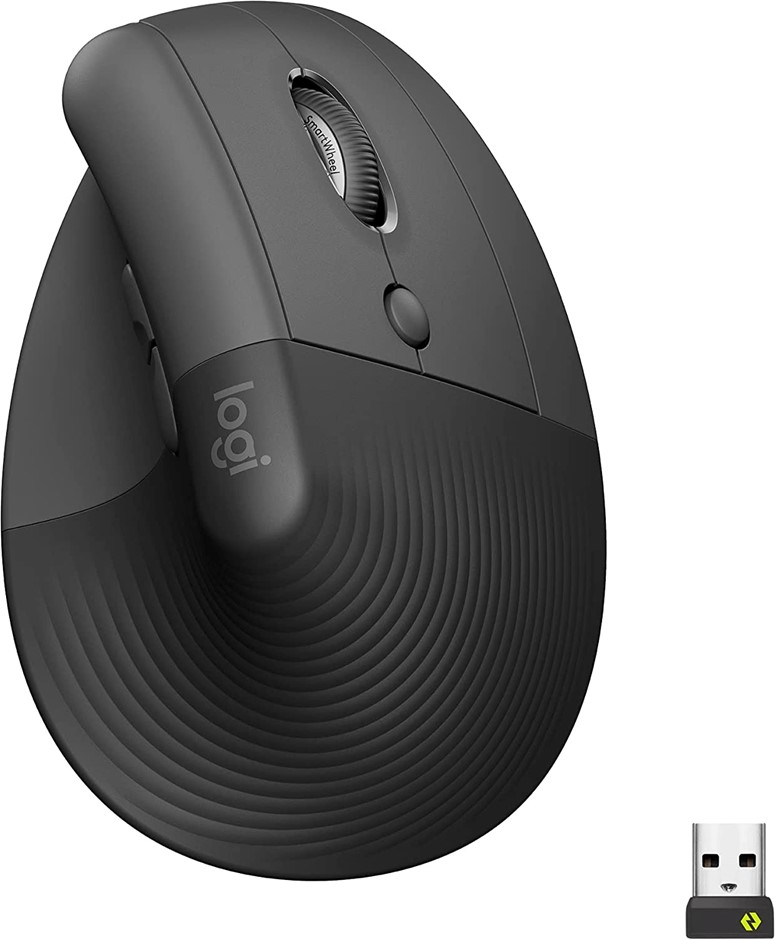 LOGITECH Lift Vertical Ergonomic Mouse, Graphite. NB: Used. Two Scratches O