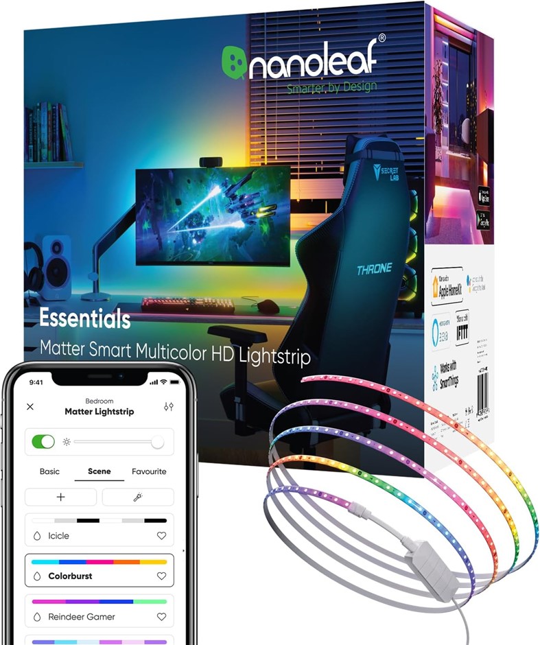 Nanoleaf Essentials Smart LED Light Strip 5M RGBIC 300 Zones, Multicolour R