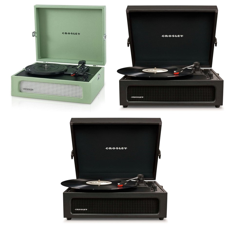 3 x Crosley Voyager Portable Bluetooth Turntable. Incl: 2 x Black, 1 x Sage