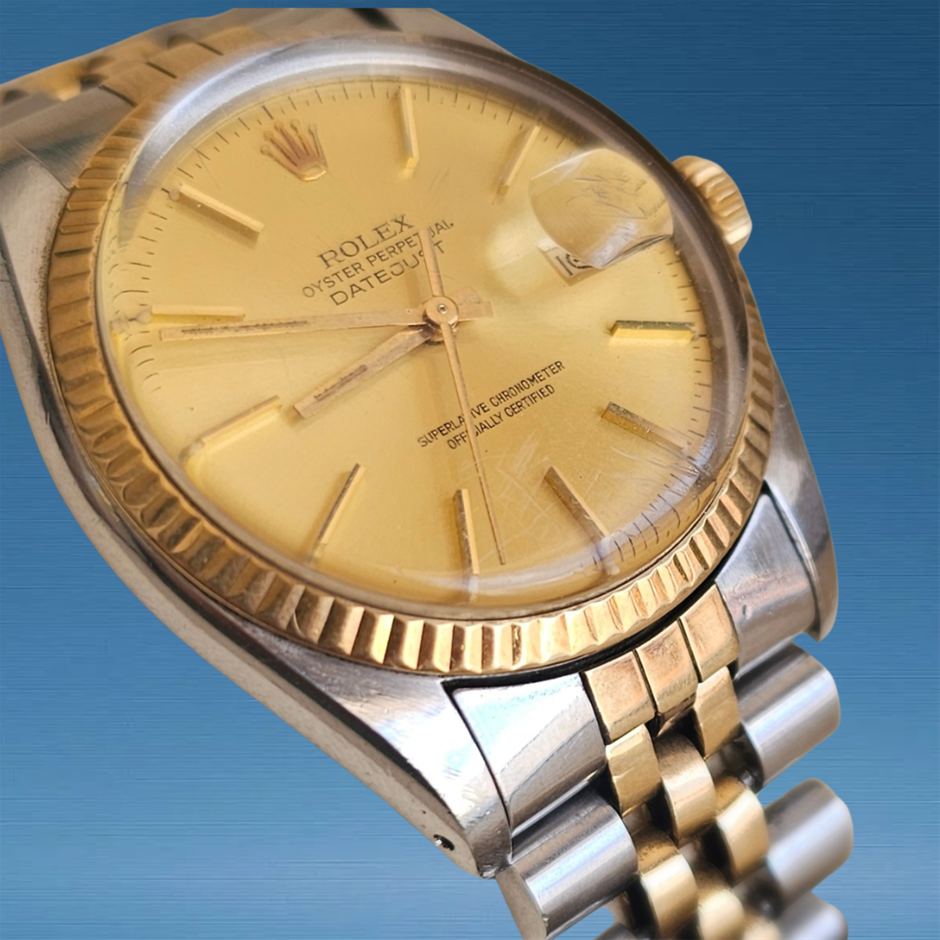 ROLEX DATEJUST 36 36MM YELLOW ROLESOR 16013 AUTOMATIC BXO & COA