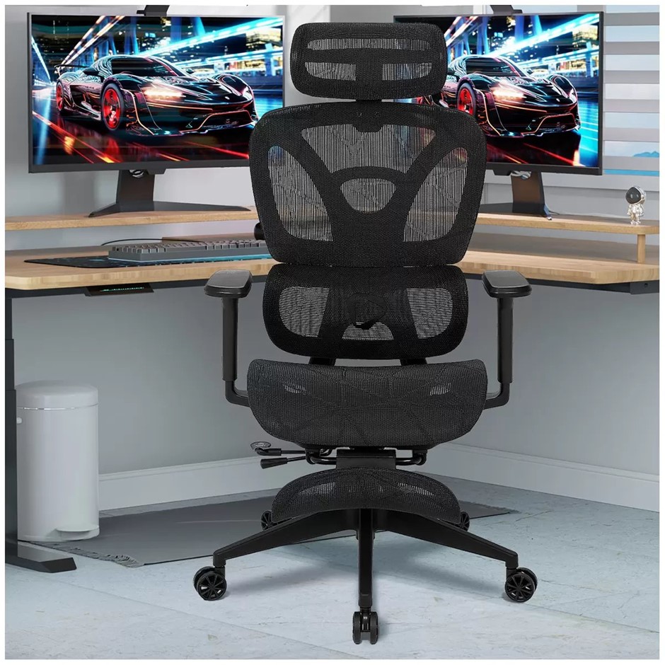ONEX AIRNEST Mesh Office Chair, Black NB: assembled, missing headrest screw