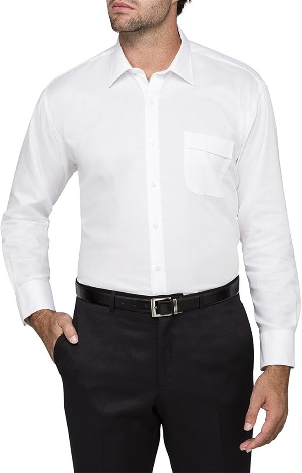 VAN HEUSEN Men's Classic Relaxed Fit Shirt Solid Colour, Size 42, White, A1