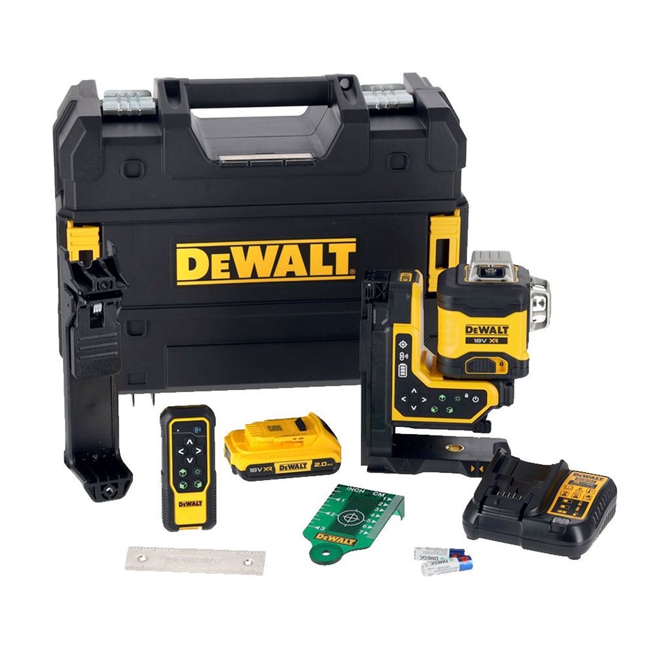 DeWALT 18V 3x360 Remote Control Green Beam Laser. NB: Minor use.