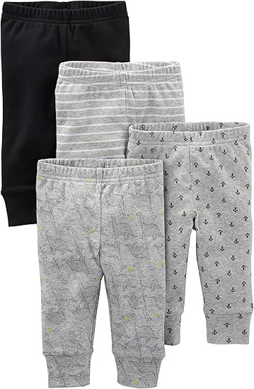 2 x 4-Pack SIMPLE JOYS By CARTER'S Babies' Cotton Pants, Size 0-3 Months, B