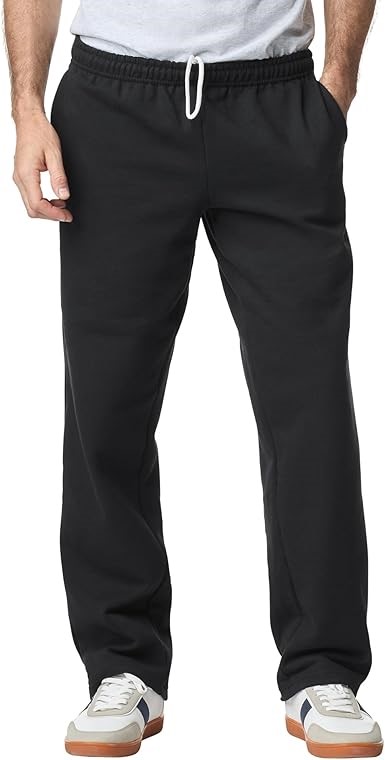 GILDAN Men's Open Bottom Sweatpant with Pockets Pants, Size 2XL, Black, G18