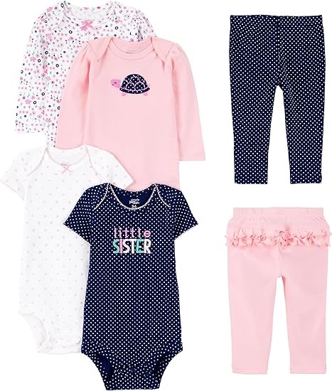 6pcs x SIMPLE JOYS BY CARTER'S Baby Short and Long Sleeve Bodysuits and Pan