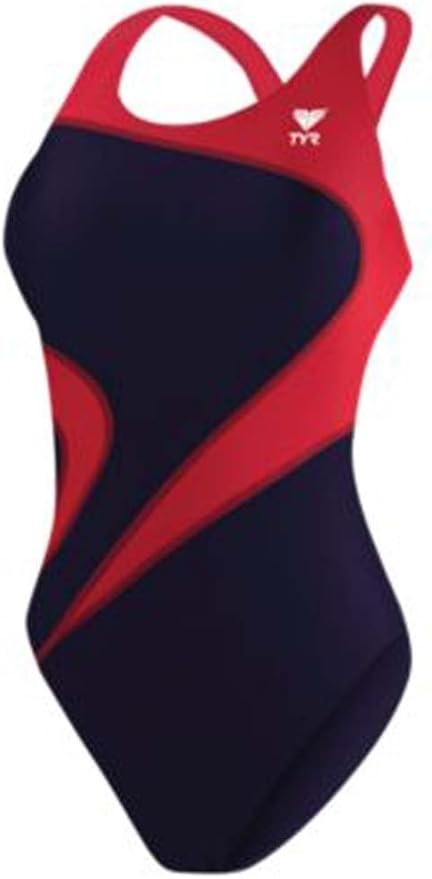 TYR Sport Women's Alliance T-Splice Maxfit Swimsuit, Size 30(S), Navy/Red,