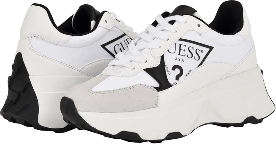 GUESS Women's Calebb Sneaker, Size 11M, White/Black 144, GWCALEBB4. Buyers
