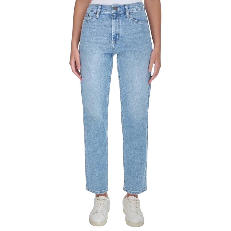 CALVIN KLEIN Women's High Rise Straight 27in Jean, Size 30, 99% Cotton, Sof