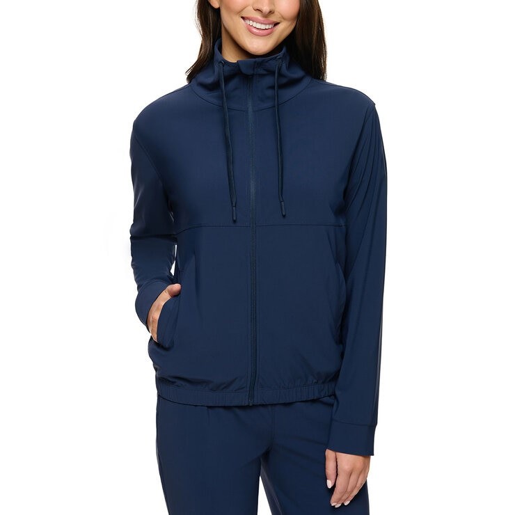 2 x SIGNATURE Women's Active Full-Zip Jacket, Size M, Total Eclipse/Navy.