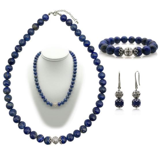 Lapis Lazuli, Turquoise, Pearls Jewellery Set