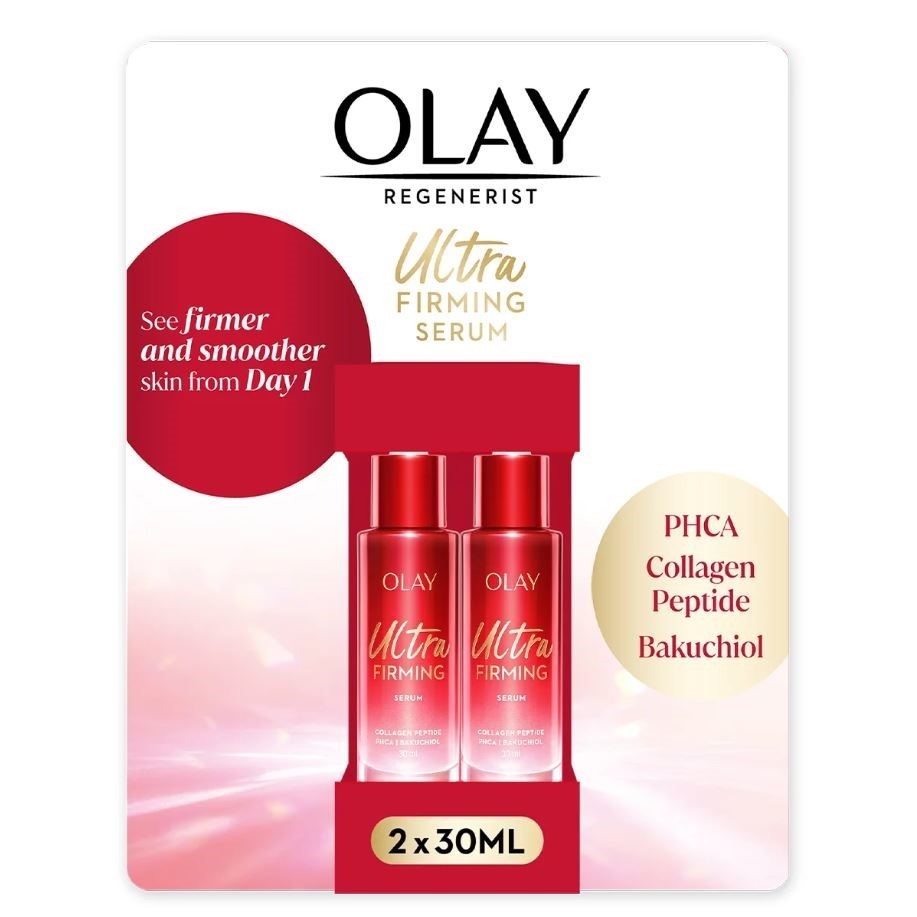 Pack of 2pc OLAY Ultra Firming Serum, 30ml. N.B: Damaged packaging.