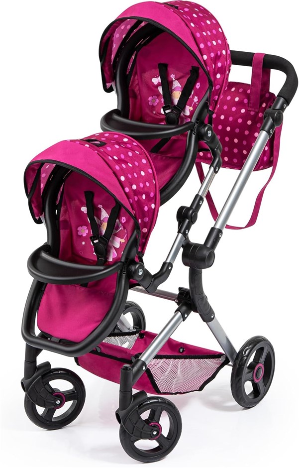 BAYER DESIGN Twin Pram, Doll Carriage, 26267AA. NB: Minor use.