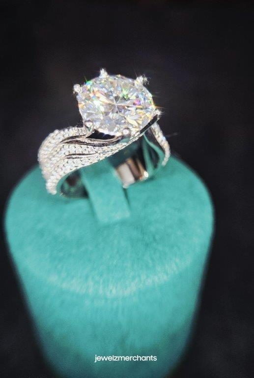 5.0ct GRA Moissanite white 18k Solid White Gold Vermeil Ring -9US
