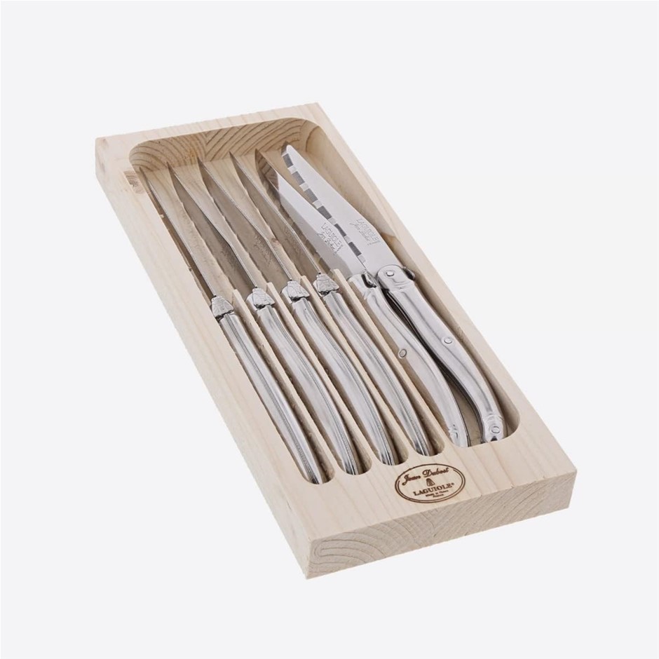 Laguiole Jean Dubost Set of 6 Steak Knives - Stainless Steel - 97600. NB: k
