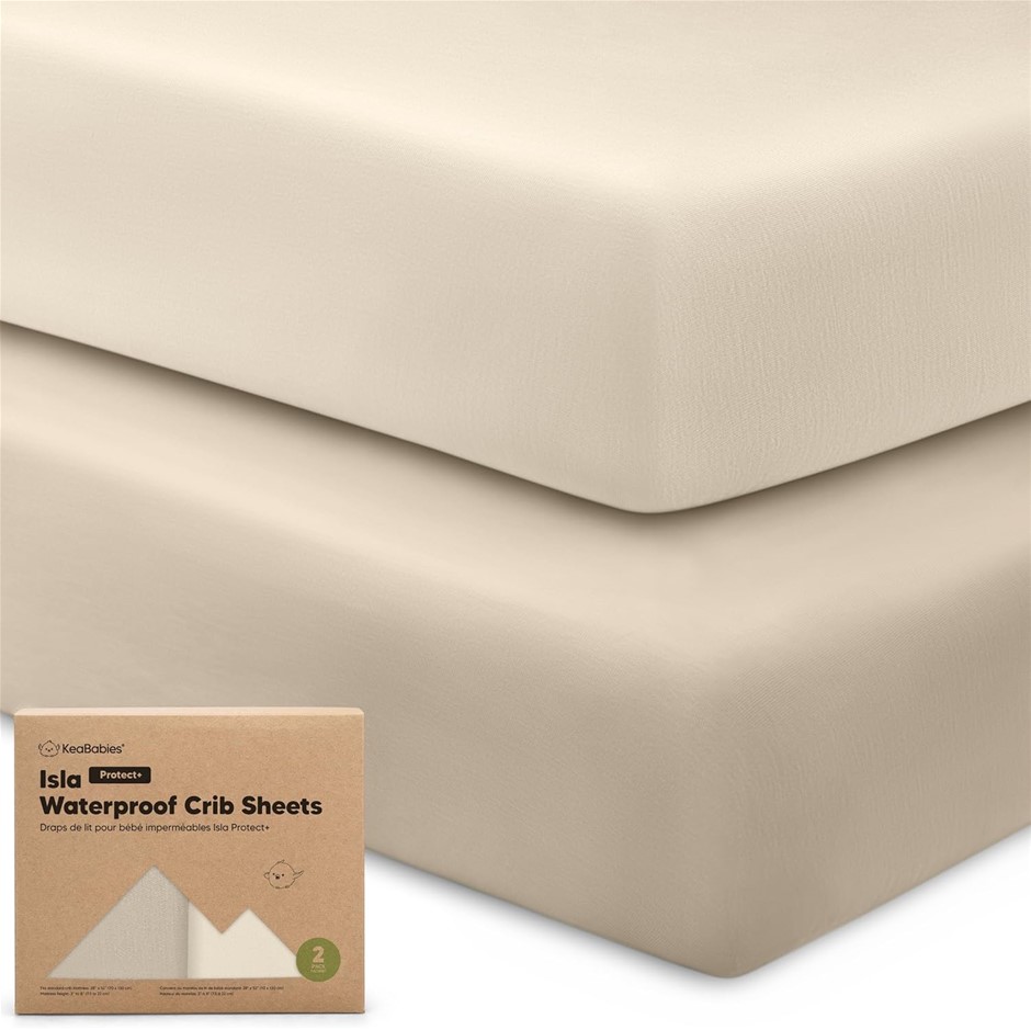 KeaBabies Waterproof Crib Sheets for Boys, Girls - 2-Pack Bamboo Fitted Cot