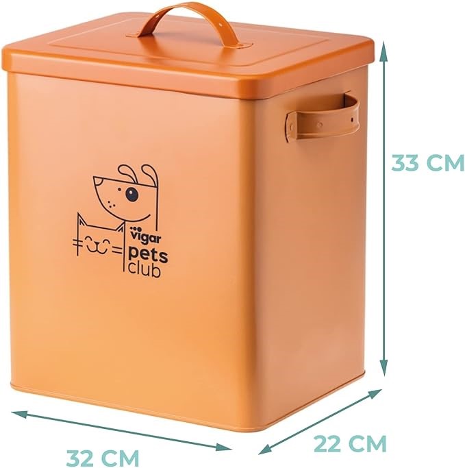 VIGAR Pets Club Metal Storage Container, Large, 12 Litre Capacity. NB: mino
