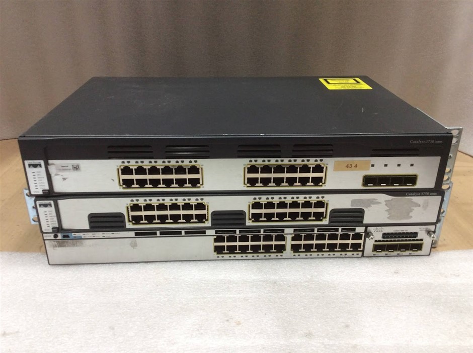 Cisco Catalyst 3750 Network Switch+ C3KX-NM-1G Network Switch (Lot of 3)