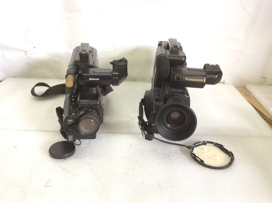 National M5 VHS Movie Camera Camcorder + Panasonic M40 VHS Movie Camcorder