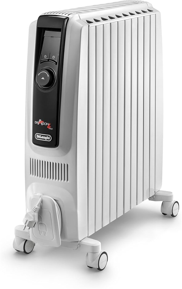 DE'LONGHI Dragon 4 Pro 2400W Digital Oil Column Heater TRDX41024EW, White.
