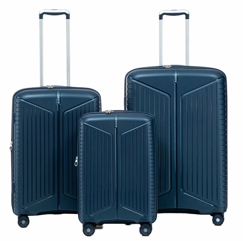 TOSCA Nova 3 Piece Luggage Set, Large: 76cm, Medium: 65cm, Small: 55cm, Blu