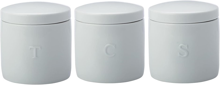 MAXWELL & WILLIAMS Epicurious Canister 500ML Set Of 3 White Gift Boxed.