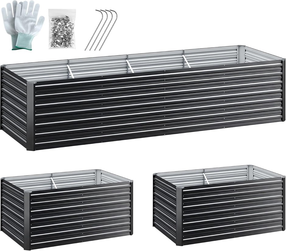 GREEN FINGERS Garden Bed 320x80x77cm Planter Box Raised Container Galvanise