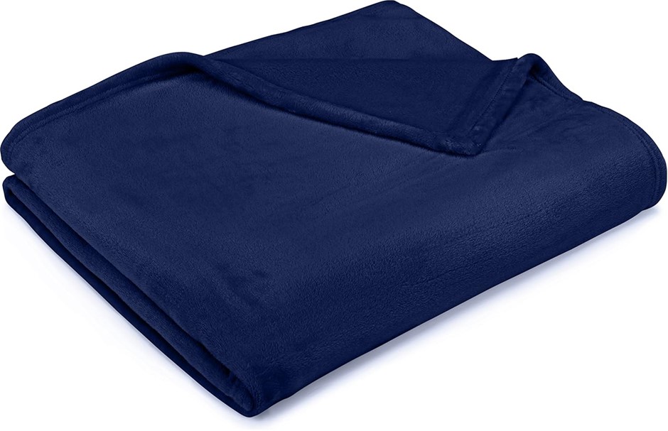 AMAZON BASICS Velvet Plush Blanket, Single - Navy