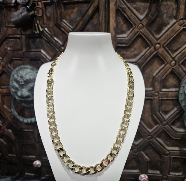 18KGold Filled /Italy Stamped Yellow Cuban Chain -55cm-Bonus Gift