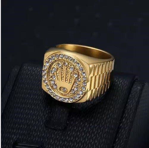 Italy 925 Silver Rolex Symbol Hip Hop Ring (stamps)-11US