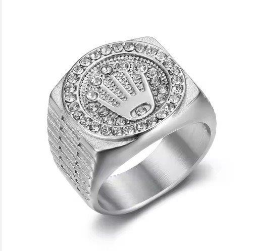 Italy 925 Silver Rolex Symbol Hip Hop Ring (stamps)-10 US