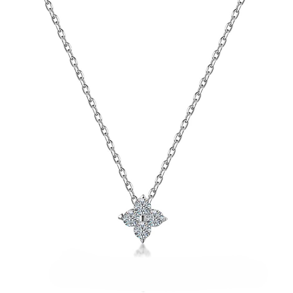 0.18ct Round Cut GRA Certified Moissanite 925 Silver Pendant Necklace