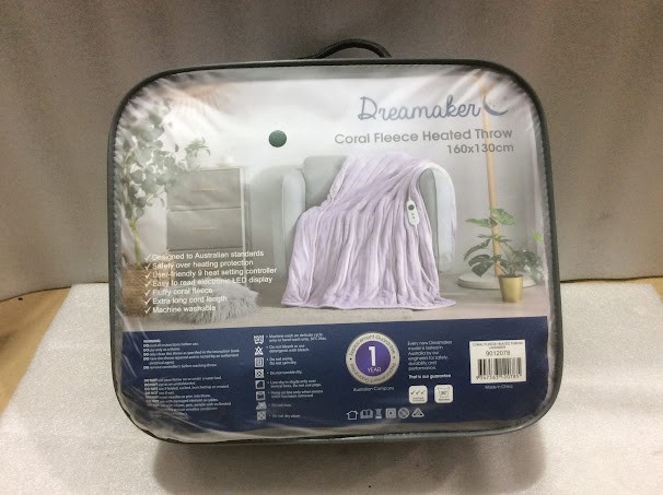 Dreamaker 9012078 Coral Fleece Heated Throw Blanket (160x130cm)