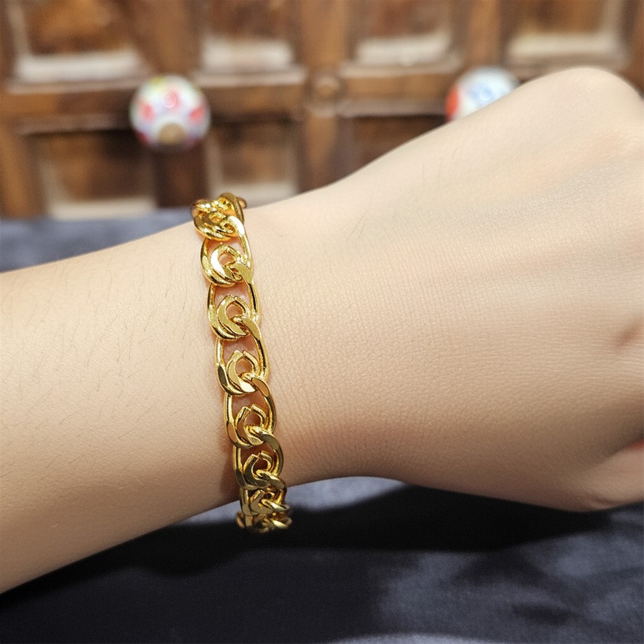 18k Italy Stamped Yellow Gold Filled Bracelet-Quality Guarantee-20cm