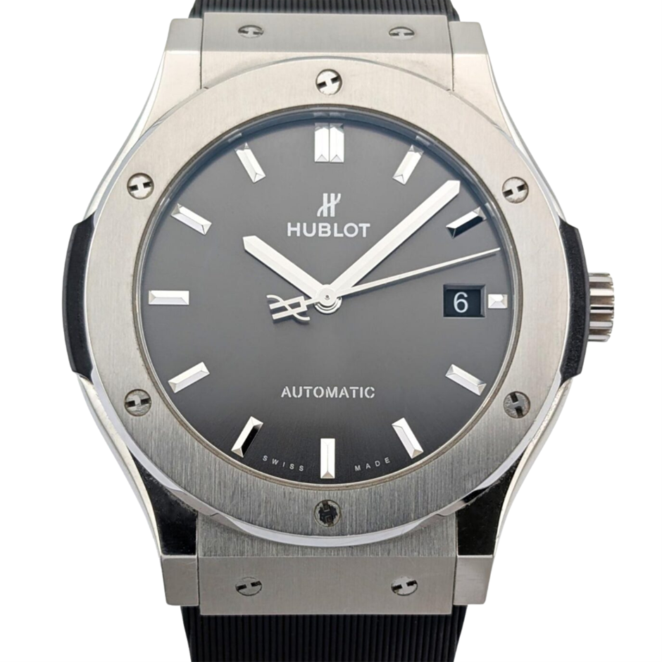 HUBLOT CLASSIC FUSION RACING GREY 45MM TITANIUM 511.NX.7071.LR BXP & COA