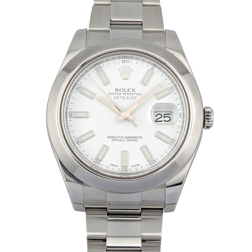 ROLEX DATEJUST II 41MM STAINLESS STEEL 116300 AUTOMATIC WHITE DIAL WXO&COA